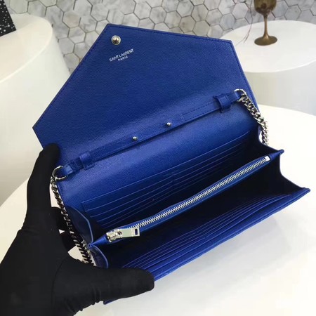 YSL WOC Classic Monogramme Flap Bag Cannage Pattern Y1003 Blue YSL WOC Classic Monogramme Flap Bag Cannage Pattern Y1003 Blue