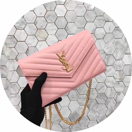 YSL WOC Classic Monogramme Flap Bag Cannage Pattern Y1003 Pink YSL WOC Classic Monogramme Flap Bag Cannage Pattern Y1003 Pink