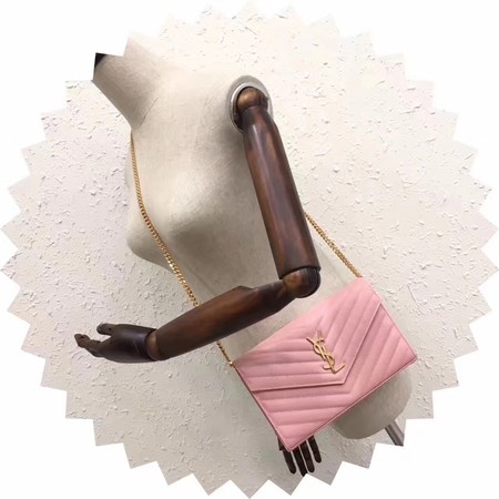 YSL WOC Classic Monogramme Flap Bag Cannage Pattern Y1003 Pink YSL WOC Classic Monogramme Flap Bag Cannage Pattern Y1003 Pink
