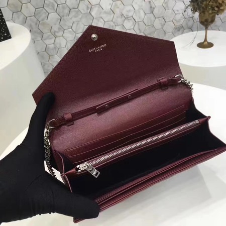 YSL WOC Classic Monogramme Flap Bag Cannage Pattern Y1003 Wine YSL WOC Classic Monogramme Flap Bag Cannage Pattern Y1003 Wine