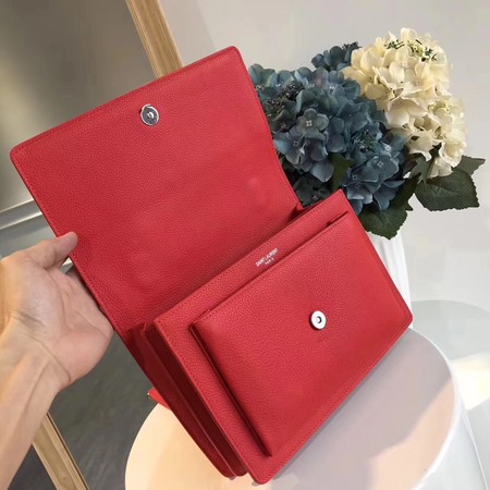 Yves Saint Laurent Leather Cross-body Shoulder Bag Y8004 Red Yves Saint Laurent Leather Cross-body Shoulder Bag Y8004 Red