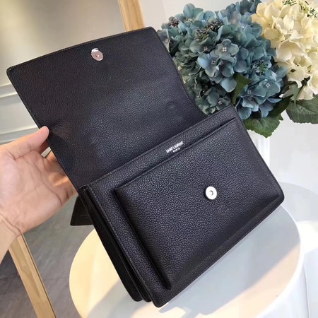 Yves Saint Laurent Leather Cross-body Shoulder Bag Y8005 Black Yves Saint Laurent Leather Cross-body Shoulder Bag Y8005 Black