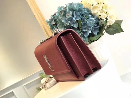 Yves Saint Laurent Leather Cross-body Shoulder Bag Y8005 Wine Yves Saint Laurent Leather Cross-body Shoulder Bag Y8005 Wine