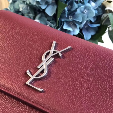 Yves Saint Laurent Leather Cross-body Shoulder Bag Y8005 Wine Yves Saint Laurent Leather Cross-body Shoulder Bag Y8005 Wine