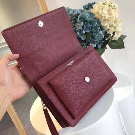 Yves Saint Laurent Leather Cross-body Shoulder Bag Y8005 Wine Yves Saint Laurent Leather Cross-body Shoulder Bag Y8005 Wine