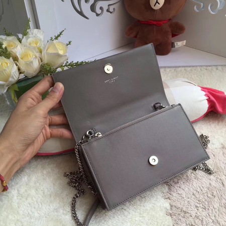 Yves Saint Laurent Leather Cross-body Shoulder Bag Y8011 Grey Yves Saint Laurent Leather Cross-body Shoulder Bag Y8011 Grey