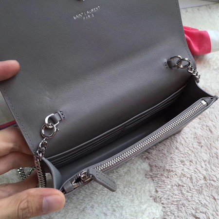 Yves Saint Laurent Leather Cross-body Shoulder Bag Y8011 Grey Yves Saint Laurent Leather Cross-body Shoulder Bag Y8011 Grey