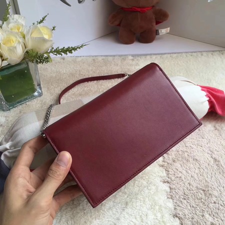 Yves Saint Laurent Leather Cross-body Shoulder Bag Y8011 Wine Yves Saint Laurent Leather Cross-body Shoulder Bag Y8011 Wine