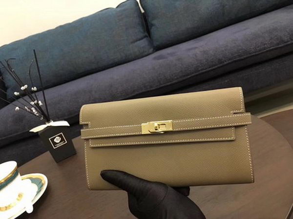 Hermes Kelly Epsom Leather Wallet H4086 Grey Hermes Kelly Epsom Leather Wallet H4086 Grey