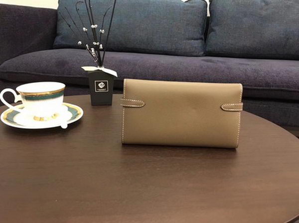 Hermes Kelly Epsom Leather Wallet H4086 Grey Hermes Kelly Epsom Leather Wallet H4086 Grey