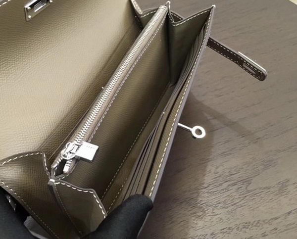 Hermes Kelly Epsom Leather Wallet H4086 Grey Hermes Kelly Epsom Leather Wallet H4086 Grey