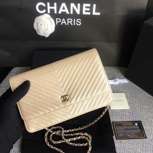 Chanel WOC Flap Shoulder Bag Gold Calfskin Leather A33814 Silver Chanel WOC Flap Shoulder Bag Gold Calfskin Leather A33814 Silver