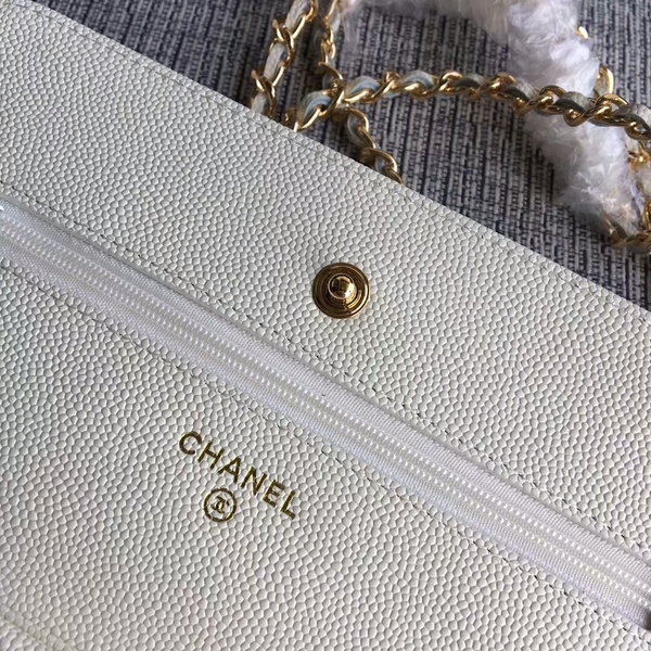 Chanel WOC Flap Shoulder Bag Offwhite Calfskin Leather A33814 Gold Chanel WOC Flap Shoulder Bag Offwhite Calfskin Leather A33814 Gold