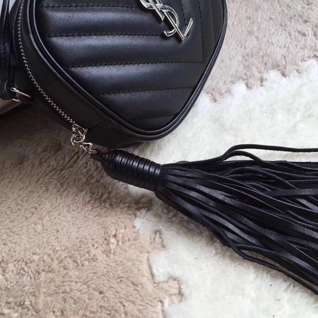 Yves Saint Laurent Monogram Leather Bag Y5804 Black Yves Saint Laurent Monogram Leather Bag Y5804 Black