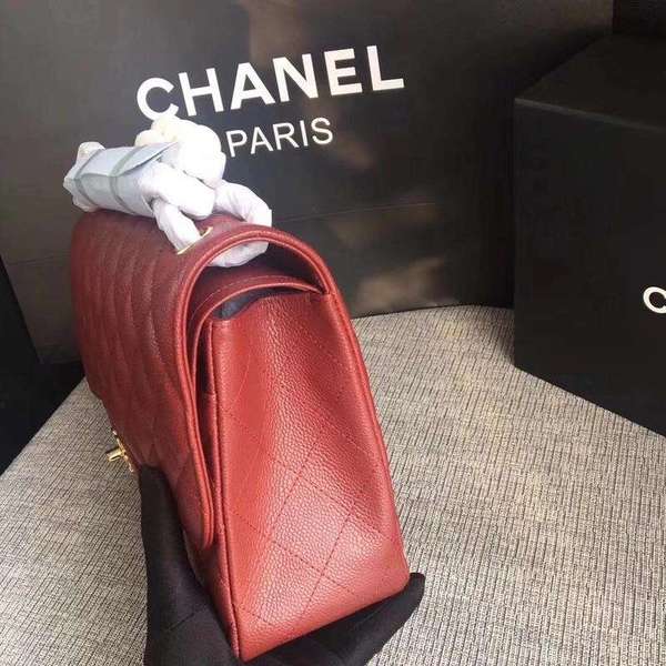 Chanel Flap Shoulder Bags Marroon Original Calfskin Leather CF1113 Gold Chanel Flap Shoulder Bags Marroon Original Calfskin Leather CF1113 Gold