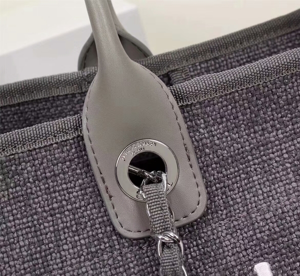 Chanel Canvas Leather Tote Shopping Bag 68047A Chanel Canvas Leather Tote Shopping Bag 68047A