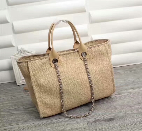 Chanel Canvas Leather Tote Shopping Bag 68047B Chanel Canvas Leather Tote Shopping Bag 68047B