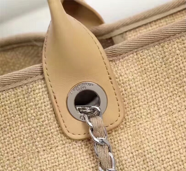 Chanel Canvas Leather Tote Shopping Bag 68047B Chanel Canvas Leather Tote Shopping Bag 68047B