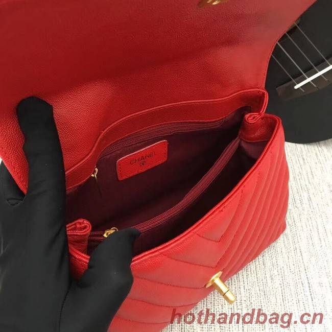 Chanel Flap Bag with Top Handle 36620 red