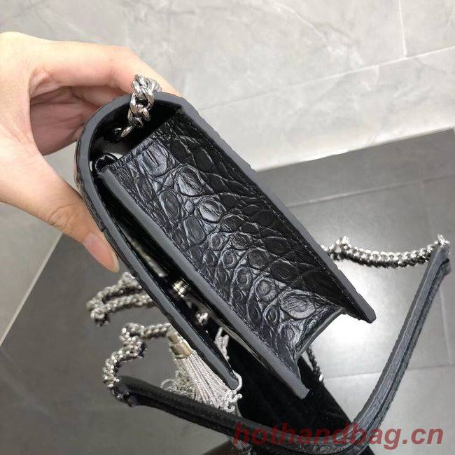 SAINT LAURENT Kate crocodile-embossed leather cross-body bag 452159 black SAINT LAURENT Kate crocodile-embossed leather cross-body bag 452159 black