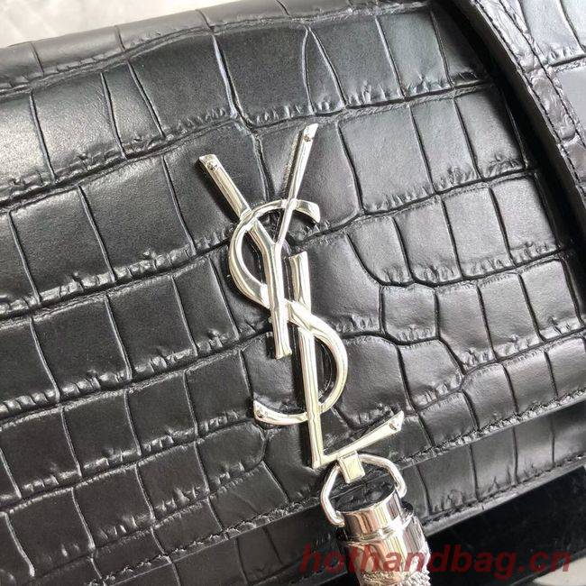 SAINT LAURENT Kate crocodile-embossed leather cross-body bag 452159 black SAINT LAURENT Kate crocodile-embossed leather cross-body bag 452159 black