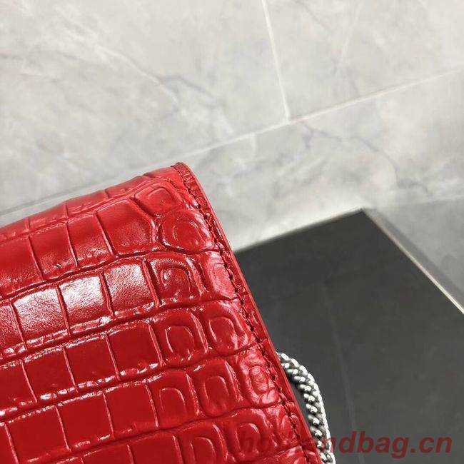 SAINT LAURENT Kate crocodile-embossed leather cross-body bag 452159 red SAINT LAURENT Kate crocodile-embossed leather cross-body bag 452159 red