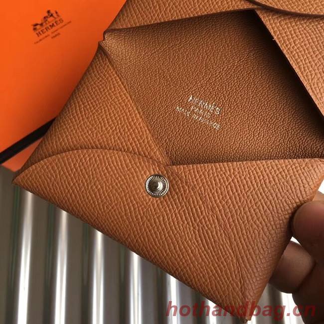 Hermes Bastia Epsom card case H0369 Camel