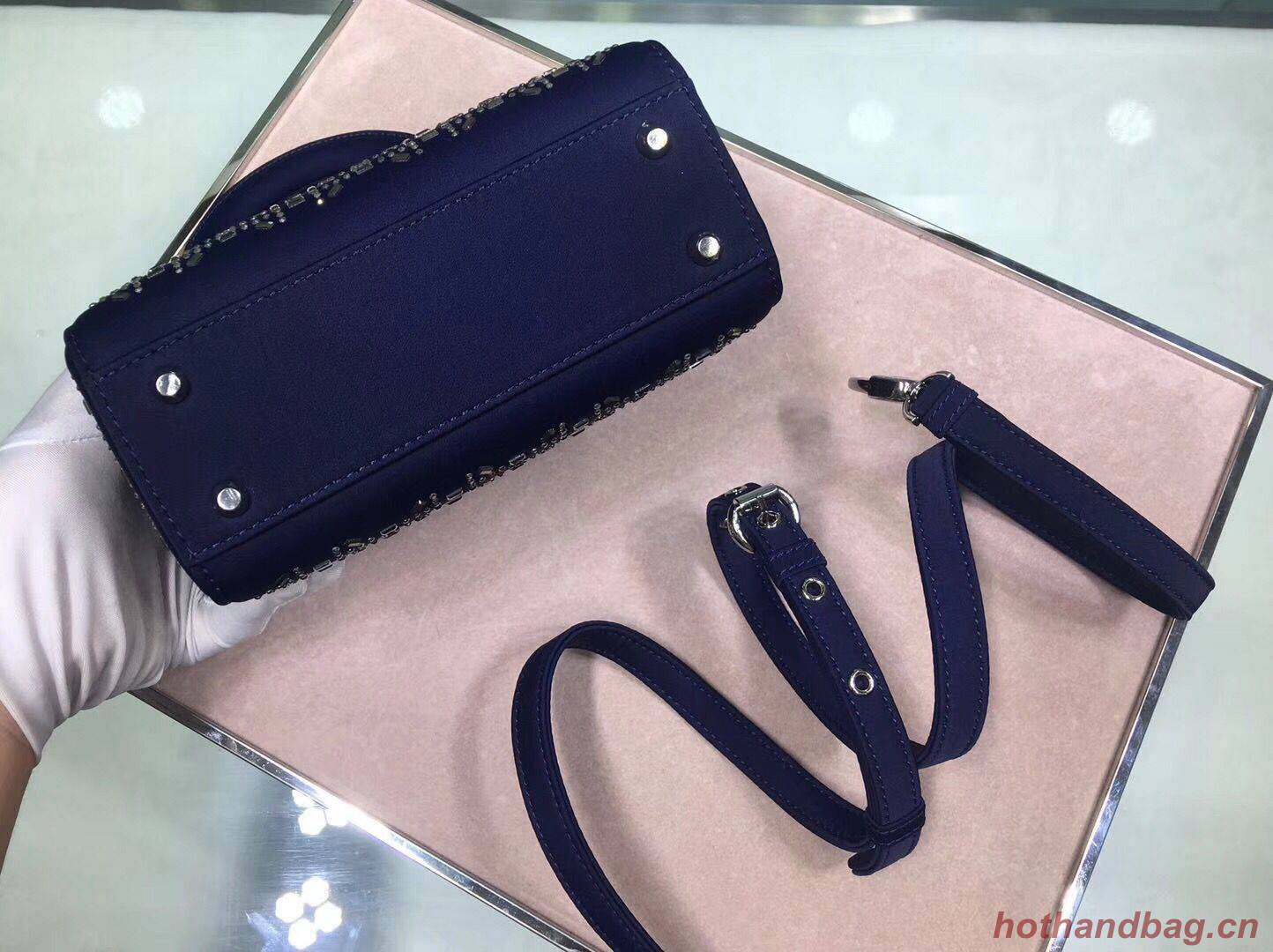 Dior Lady Original Silk Satin-Encrusted Satchel Bag 2369 Navy Dior Lady Original Silk Satin-Encrusted Satchel Bag 2369 Navy