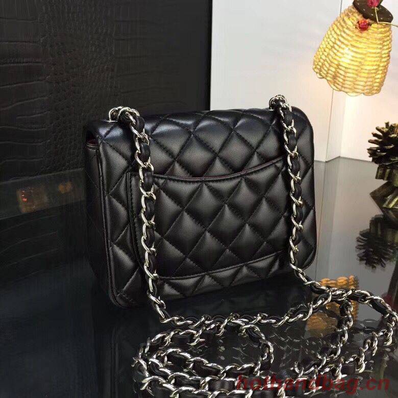 Chanel Classic MINI Flap Bag Original Sheepskin Leather A1115 Black Sliver Chain Chanel Classic MINI Flap Bag Original Sheepskin Leather A1115 Black Sliver Chain