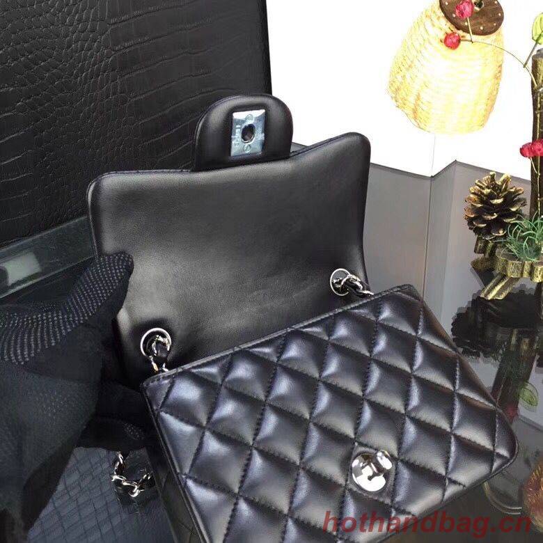Chanel Classic MINI Flap Bag Original Sheepskin Leather A1115 Black Sliver Chain Chanel Classic MINI Flap Bag Original Sheepskin Leather A1115 Black Sliver Chain