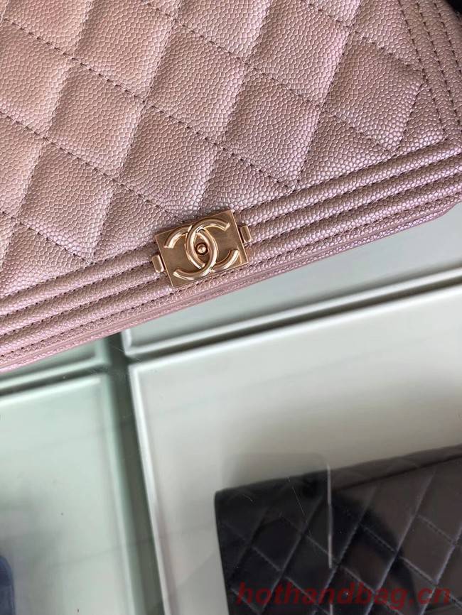 BOY CHANEL Original Wallet on Chain & Gold-Tone Metal B80287 light Pink