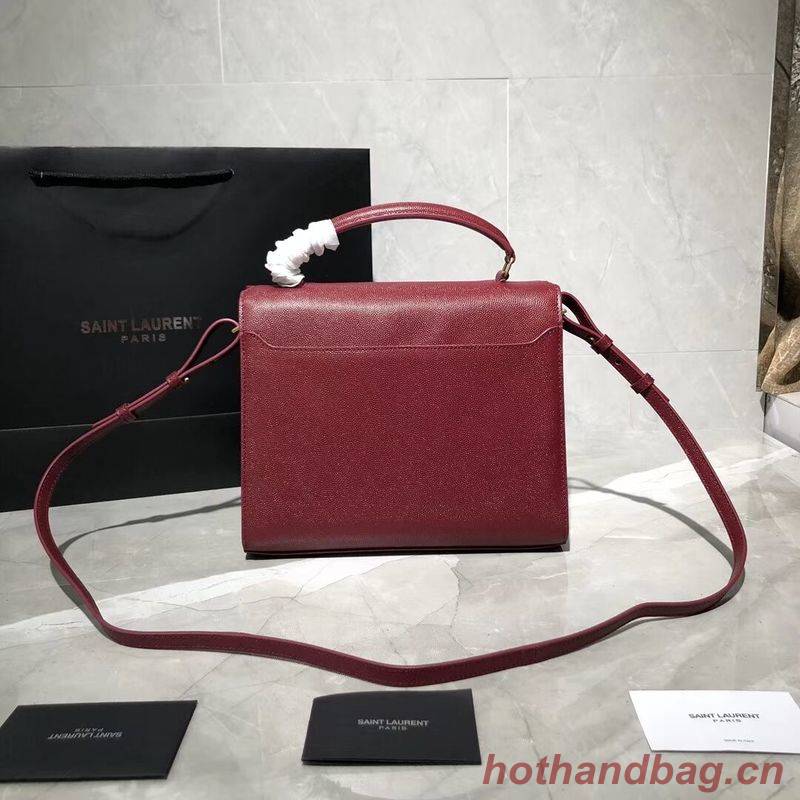 Yves Saint Laurent CASSANDRA TOP HANDLE MEDIUM BAG IN GRAIN DE POUDRE EMBOSSED LEATHER Y578000 Red Yves Saint Laurent CASSANDRA TOP HANDLE MEDIUM BAG IN GRAIN DE POUDRE EMBOSSED LEATHER Y578000 Red