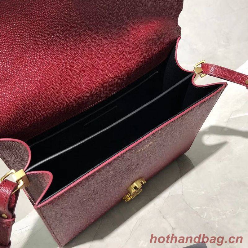 Yves Saint Laurent CASSANDRA TOP HANDLE MEDIUM BAG IN GRAIN DE POUDRE EMBOSSED LEATHER Y578000 Red Yves Saint Laurent CASSANDRA TOP HANDLE MEDIUM BAG IN GRAIN DE POUDRE EMBOSSED LEATHER Y578000 Red