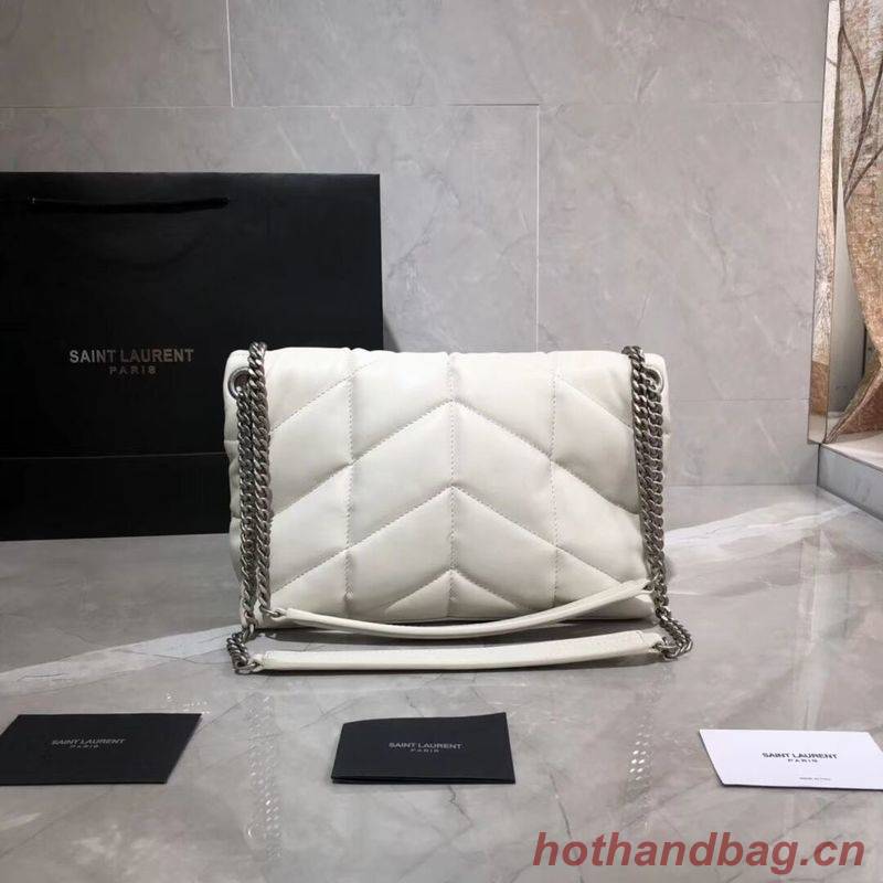 Yves Saint Laurent LOULOU PUFFER SMALL BAG IN QUILTED CRINKLED MATTE LEATHER Y577476 White Yves Saint Laurent LOULOU PUFFER SMALL BAG IN QUILTED CRINKLED MATTE LEATHER Y577476 White