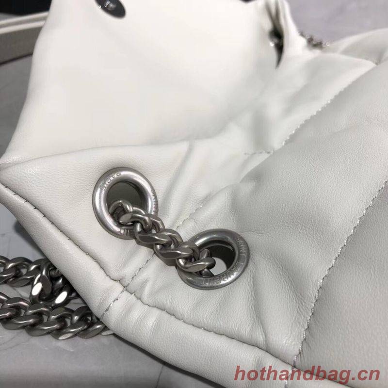Yves Saint Laurent LOULOU PUFFER SMALL BAG IN QUILTED CRINKLED MATTE LEATHER Y577476 White Yves Saint Laurent LOULOU PUFFER SMALL BAG IN QUILTED CRINKLED MATTE LEATHER Y577476 White