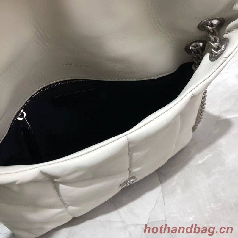 Yves Saint Laurent LOULOU PUFFER SMALL BAG IN QUILTED CRINKLED MATTE LEATHER Y577476 White Yves Saint Laurent LOULOU PUFFER SMALL BAG IN QUILTED CRINKLED MATTE LEATHER Y577476 White