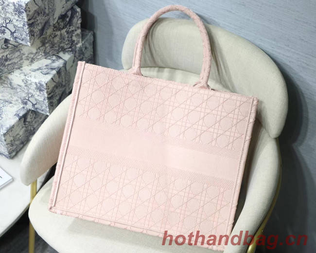DIOR BOOK TOTE BAG IN EMBROIDERED CANVAS C1286 Pink