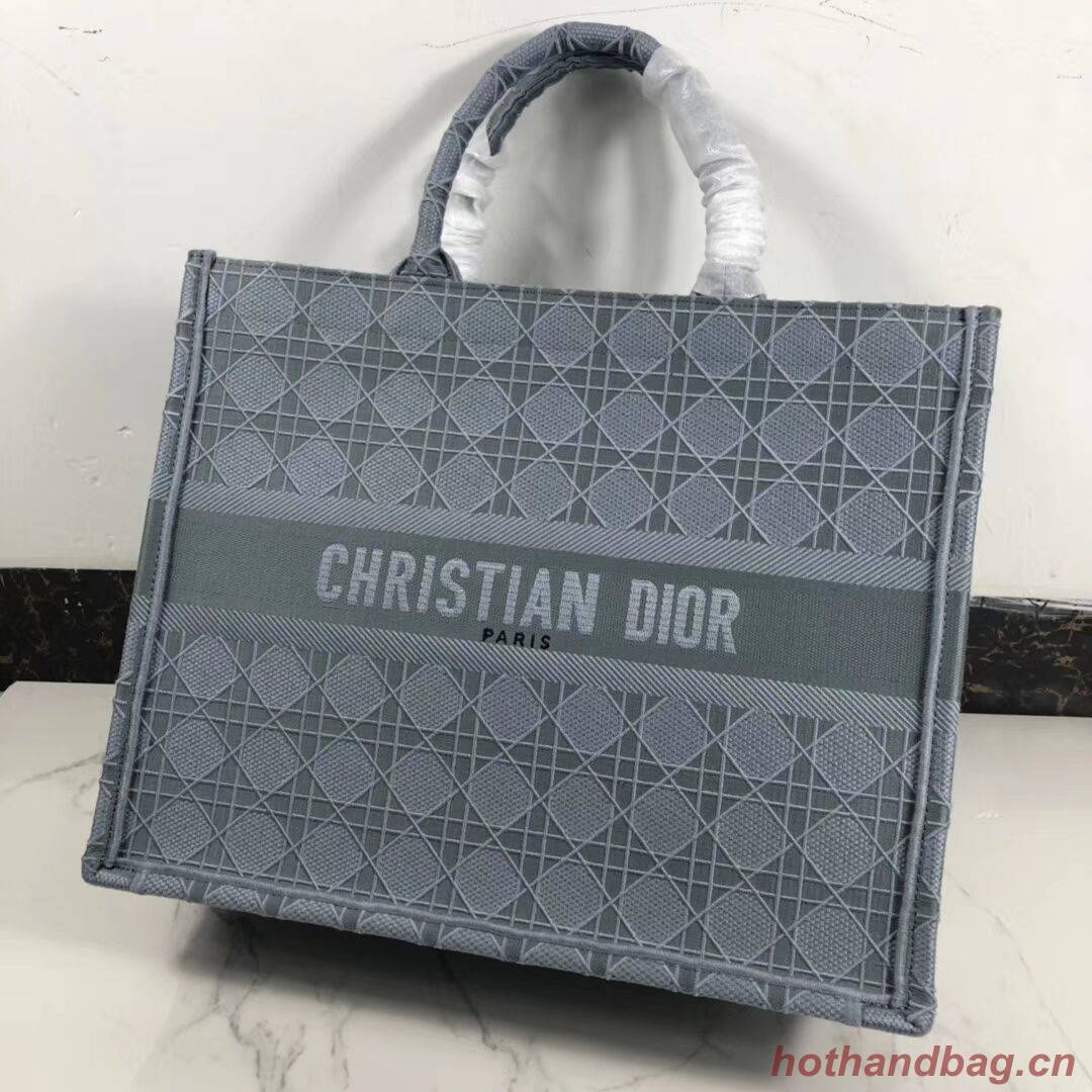 DIOR BOOK TOTE BAG IN EMBROIDERED CANVAS C1286 grey blue DIOR BOOK TOTE BAG IN EMBROIDERED CANVAS C1286 grey blue