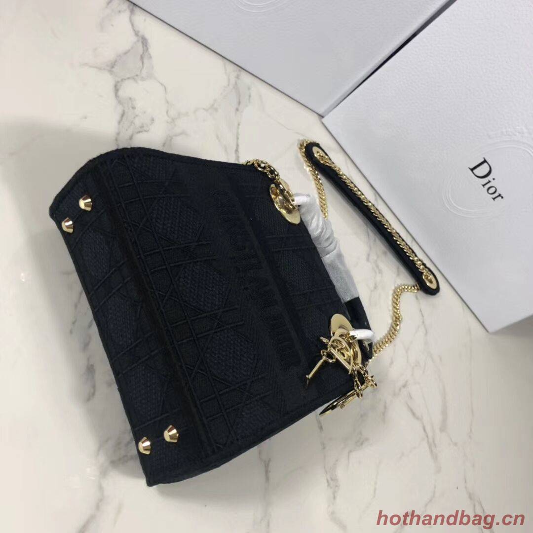 MINI LADY DIOR TOTE BAG IN EMBROIDERED CANVAS C4531 black MINI LADY DIOR TOTE BAG IN EMBROIDERED CANVAS C4531 black