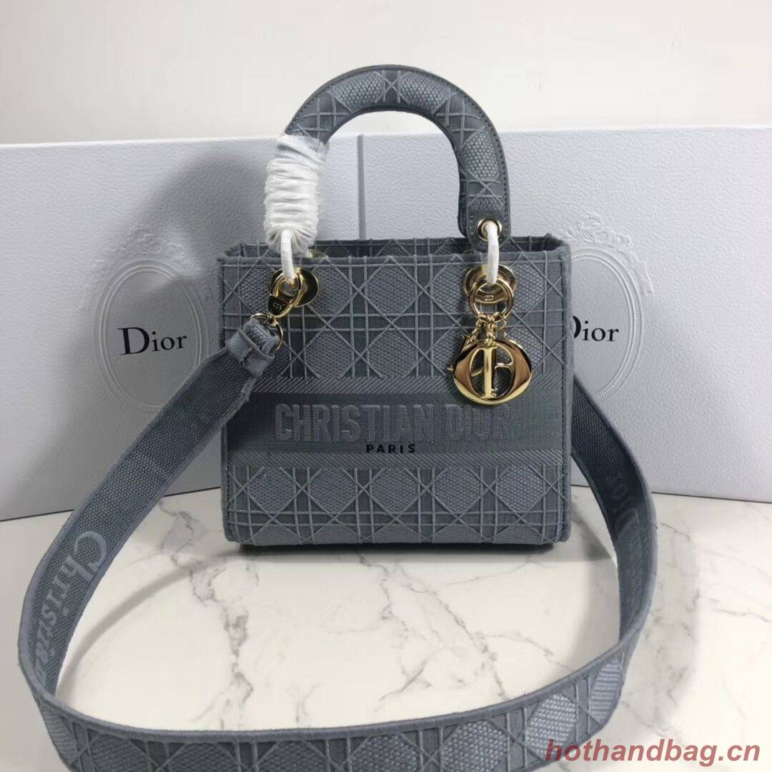 LADY DIOR TOTE BAG IN EMBROIDERED CANVAS C4532 grey blue LADY DIOR TOTE BAG IN EMBROIDERED CANVAS C4532 grey blue