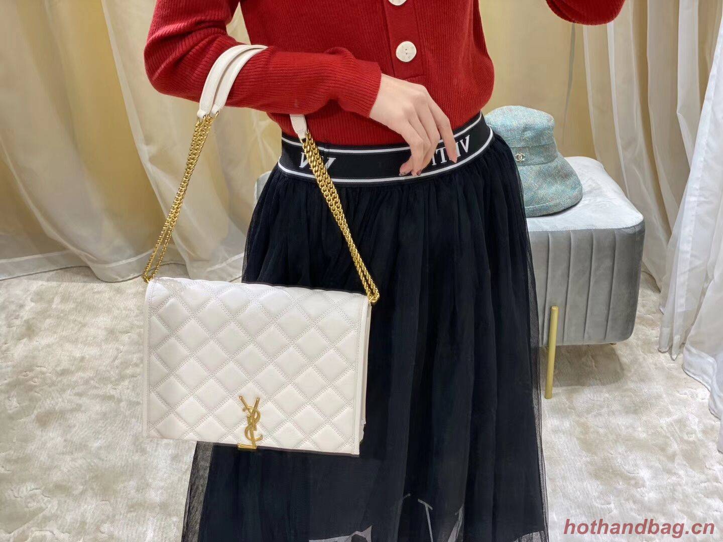 SAINT LAURENT leather shoulder bag Y579607 white SAINT LAURENT leather shoulder bag Y579607 white