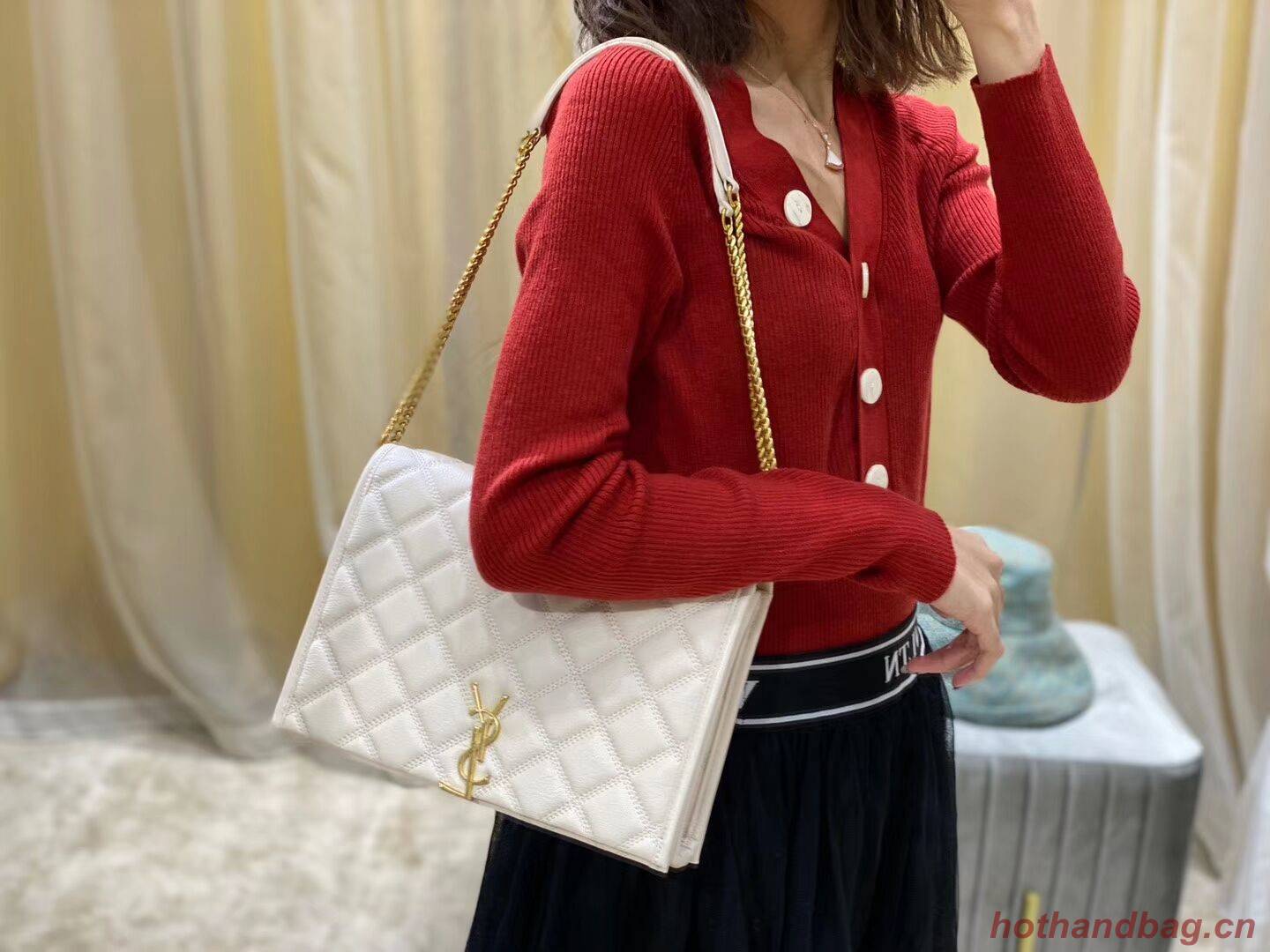 SAINT LAURENT leather shoulder bag Y579607 white SAINT LAURENT leather shoulder bag Y579607 white