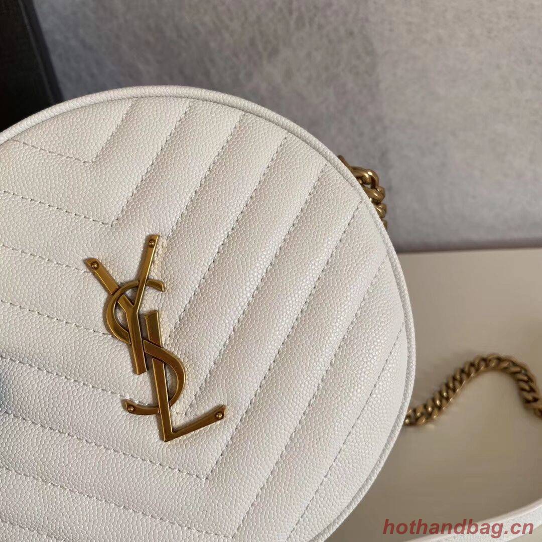 VINYLE ROUND CAMERA BAG IN CHEVRON-QUILTED SMOOTH LEATHER Y610436 white VINYLE ROUND CAMERA BAG IN CHEVRON-QUILTED SMOOTH LEATHER Y610436 white