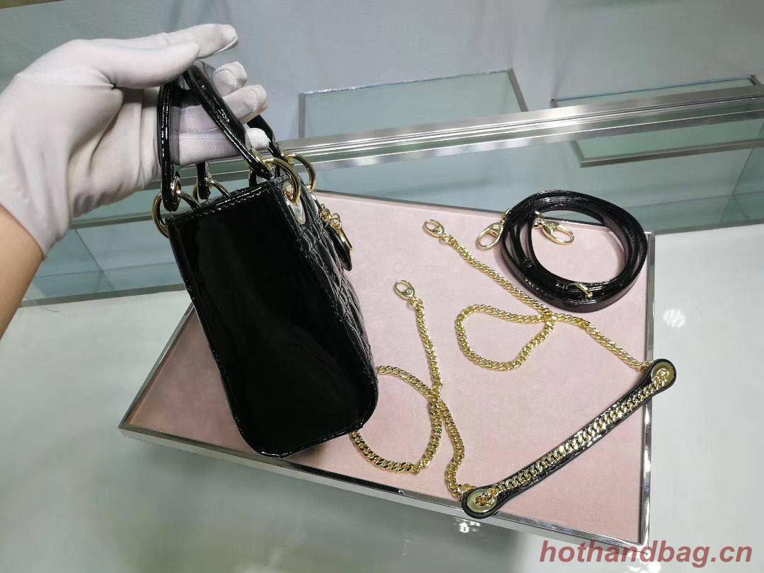 Dior MINI LADY DIOR CALFSKIN Black BAG M0505O Gold Dior MINI LADY DIOR CALFSKIN Black BAG M0505O Gold