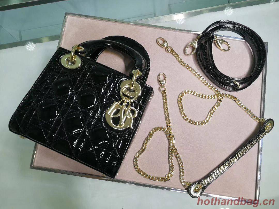 Dior MINI LADY DIOR CALFSKIN Black BAG M0505O Gold Dior MINI LADY DIOR CALFSKIN Black BAG M0505O Gold