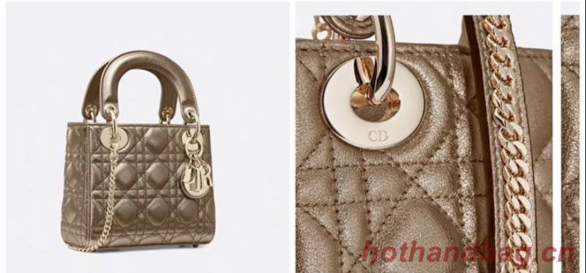 Dior mini Lady Dior Bag Original Sheepskin Leather CD5500 Gold Dior mini Lady Dior Bag Original Sheepskin Leather CD5500 Gold
