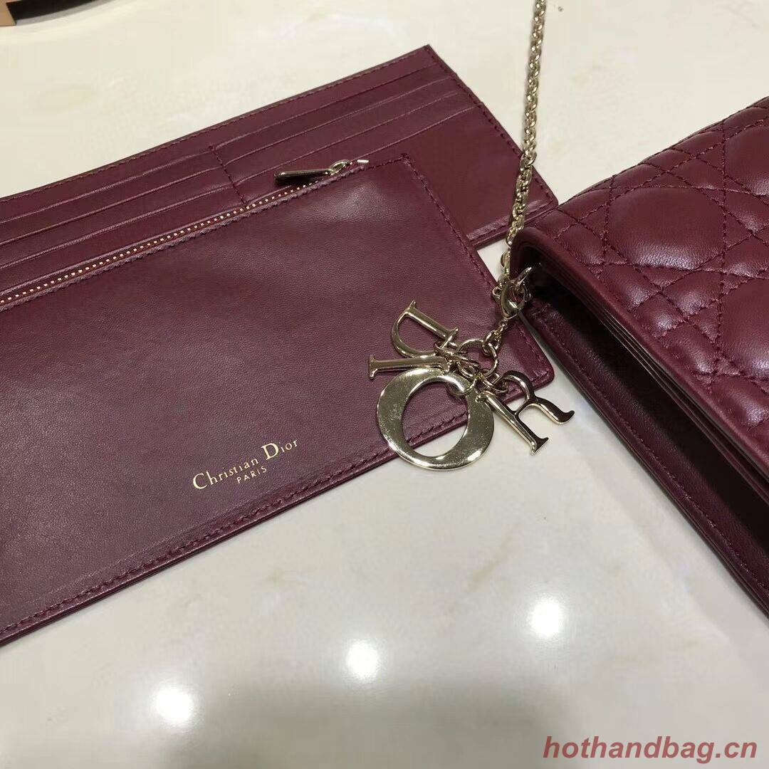 LADY DIOR Sheepskin WALLET C9025A Burgundy LADY DIOR Sheepskin WALLET C9025A Burgundy