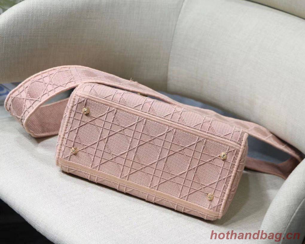 LADY DIOR TOTE BAG IN EMBROIDERED CANVAS C4532 pink Gold Hardware LADY DIOR TOTE BAG IN EMBROIDERED CANVAS C4532 pink Gold Hardware