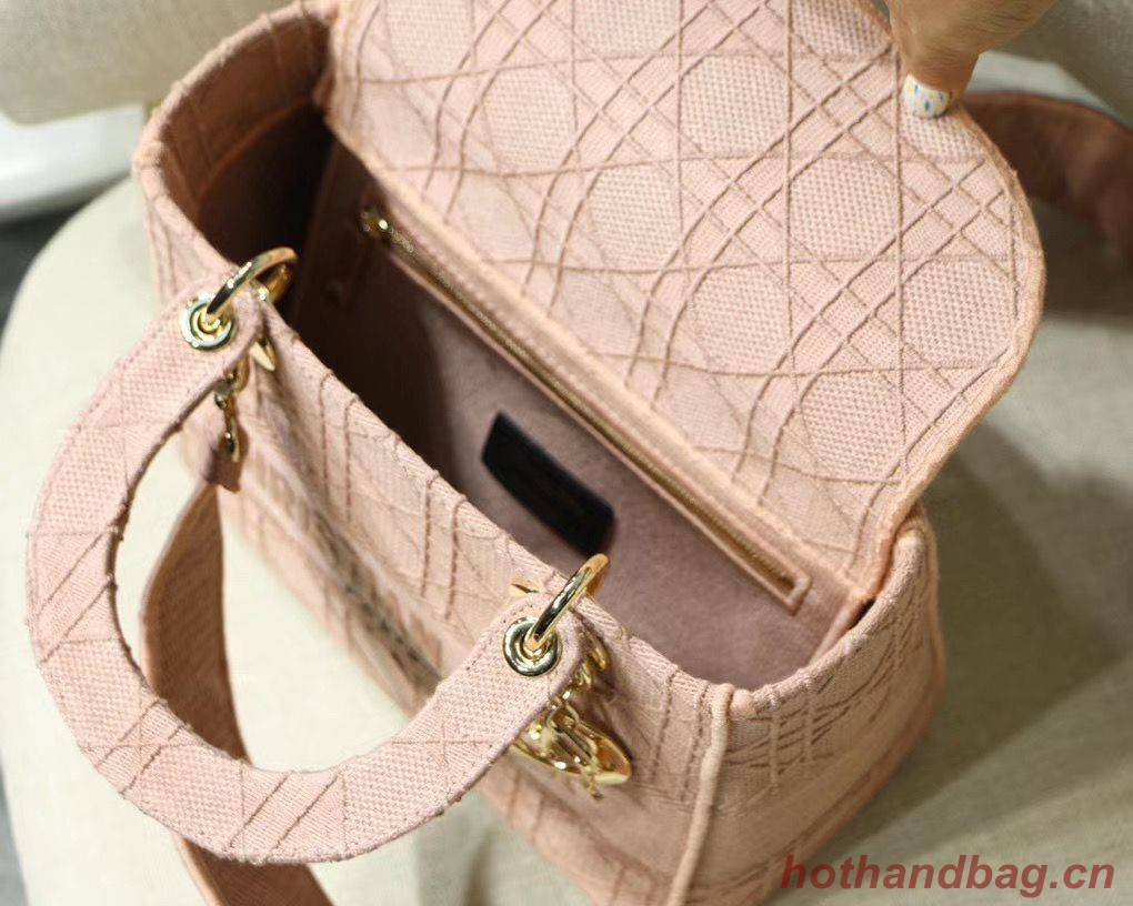 LADY DIOR TOTE BAG IN EMBROIDERED CANVAS C4532 pink Gold Hardware LADY DIOR TOTE BAG IN EMBROIDERED CANVAS C4532 pink Gold Hardware
