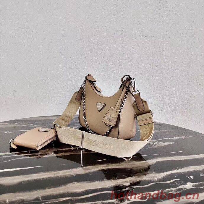 Prada Saffiano leather mini shoulder bag 2BH204 apricot Prada Saffiano leather mini shoulder bag 2BH204 apricot